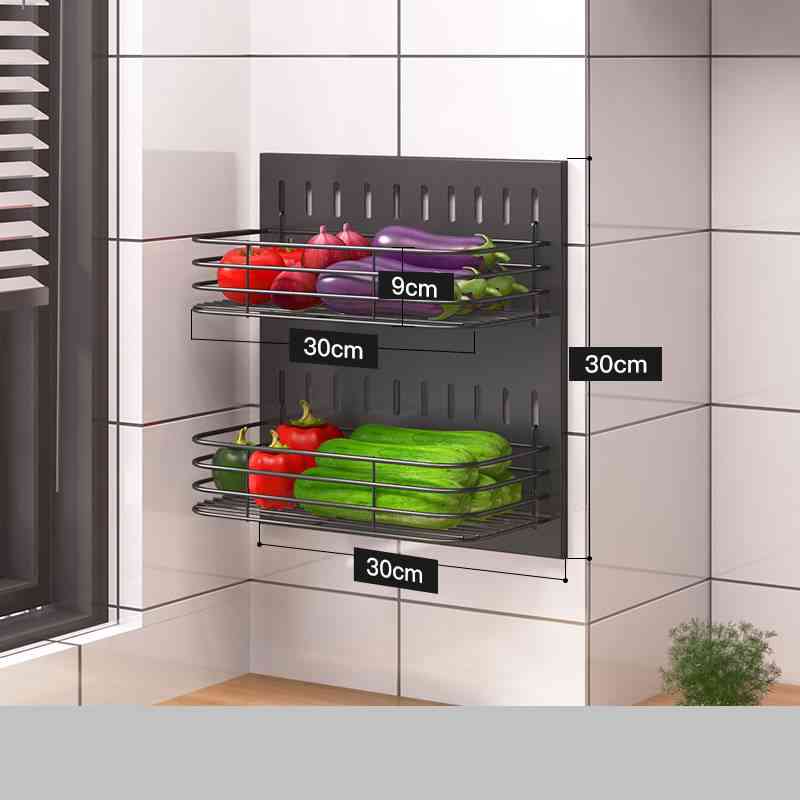 Stainless Steel Wall Mounted Kitchen Storage Rack

